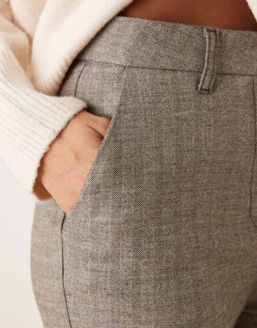 ASOS DESIGN tailored snatch flare pants in herringbone