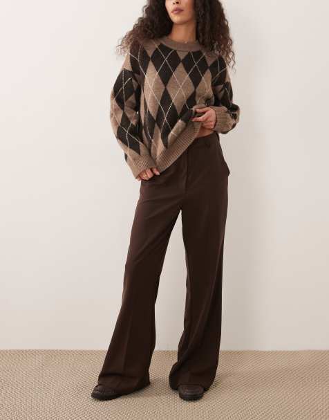 ASOS DESIGN tailored snatch flare trouser in chocolate - view 1