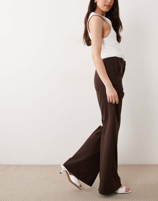ASOS DESIGN tailored snatch flare trouser in chocolate, 2 of 5
