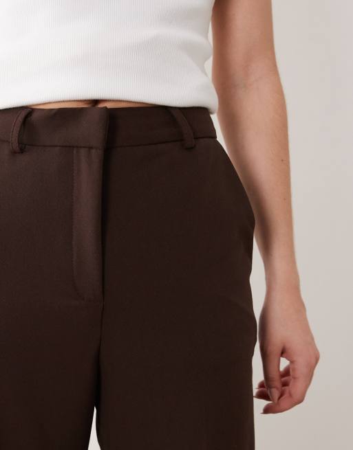 ASOS DESIGN tailored snatch flare trouser in chocolate, 3 of 5
