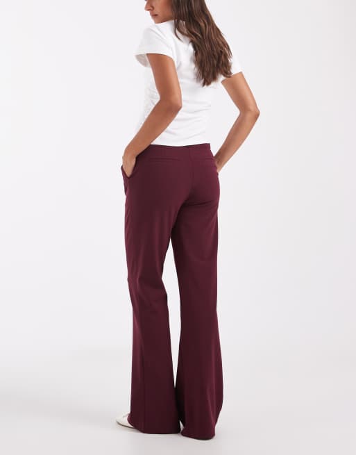 ASOS DESIGN tailored snatch flares in burgundy, 3 of 5