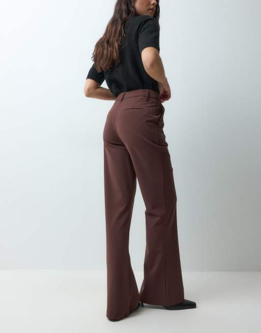 ASOS DESIGN Tailored snatch flares in chocolate, 5 of 5