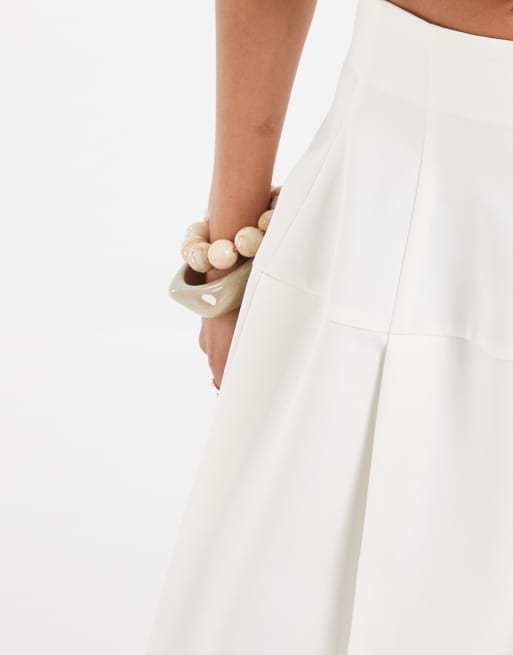 ASOS DESIGN Tailored snatch waist wide leg in cream, 3 of 5