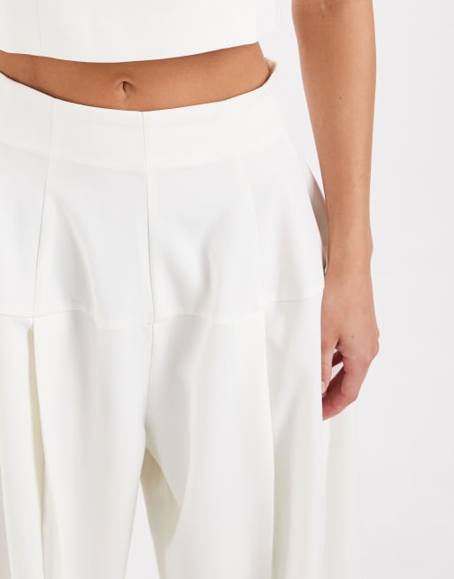 ASOS DESIGN Tailored snatch waist wide leg in cream, 5 of 5