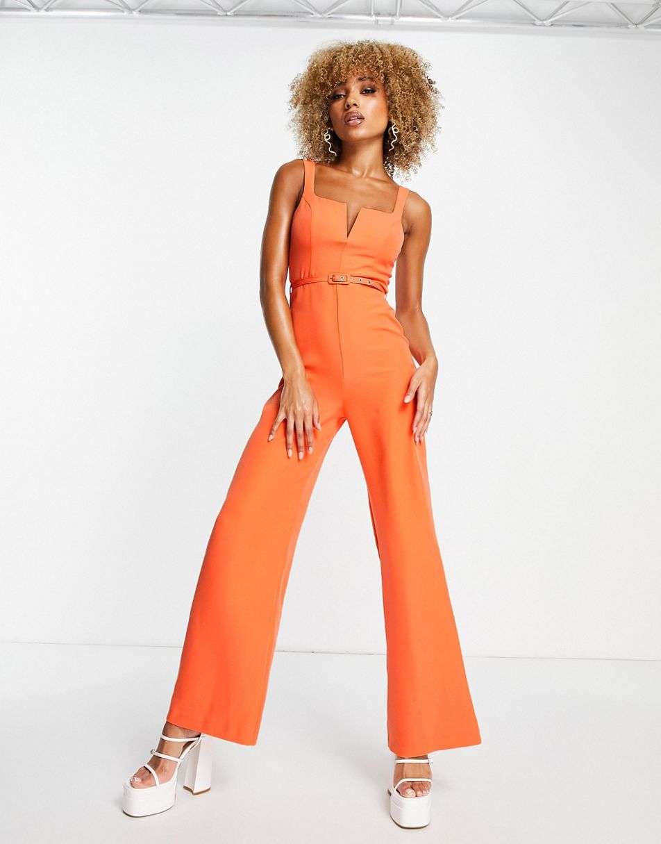 Aria Cove cut-out strappy kick flare jumpsuit in black