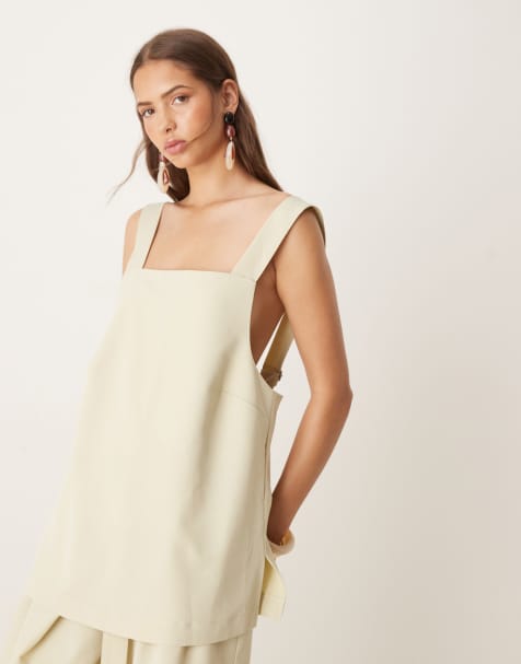 ASOS DESIGN tailored square neck top with utility buckle straps co-ord in pistachio - view 1