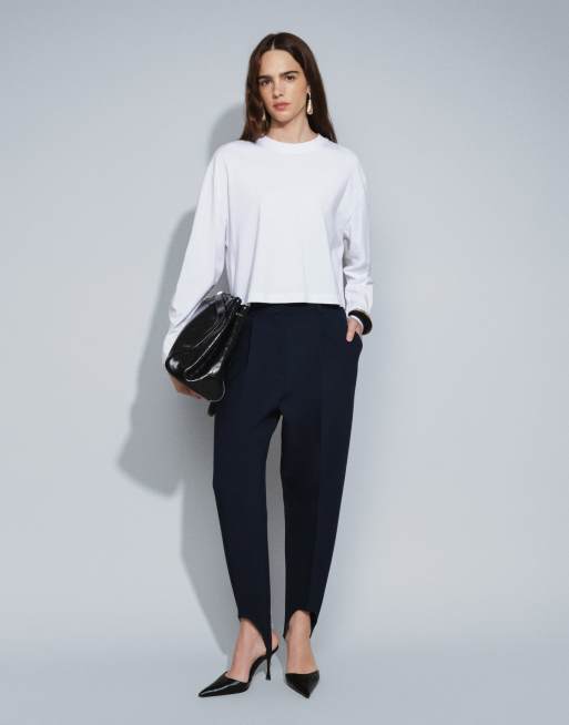 ASOS DESIGN tailored stirrup pants in navy, 2 of 5