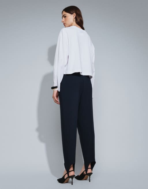 ASOS DESIGN tailored stirrup trouser in navy, 4 of 5