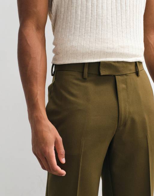 ASOS DESIGN tailored straight cropped pants in olive green, 4 of 5