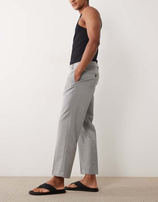 ASOS DESIGN tailored straight cropped trousers in light grey, 3 of 5