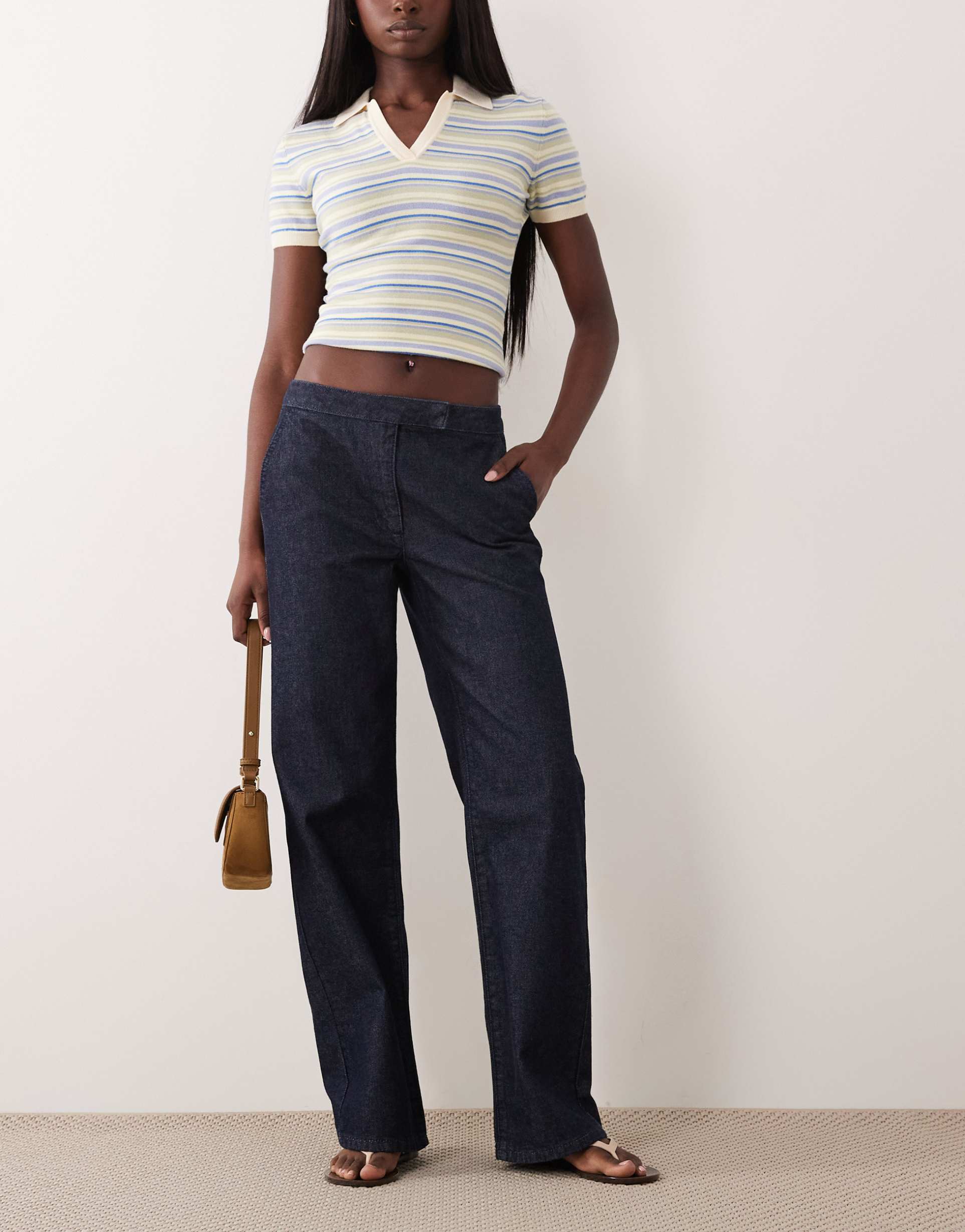 asos design tailored straight jeans in indigo stripe