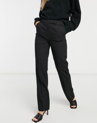 black straight fit pants