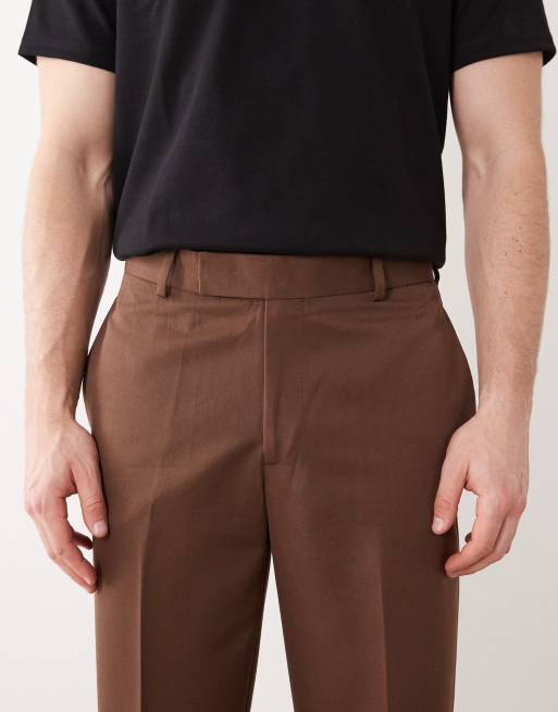 ASOS DESIGN tailored straight leg pants in dark brown, 2 of 5