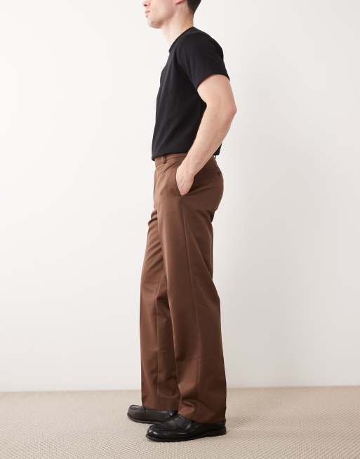 ASOS DESIGN tailored straight leg pants in dark brown, 3 of 5