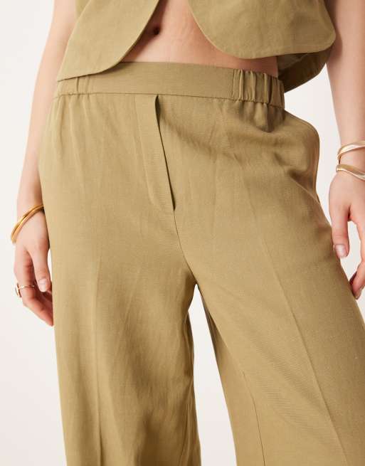 ASOS DESIGN tailored straight leg pants in khaki - part of a set, 4 of 5