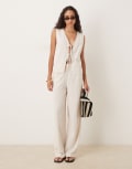 [ASOS DESIGN] ASOS DESIGN tailored straight leg pants in natural (Part of a set)-Neutral 12 Natural