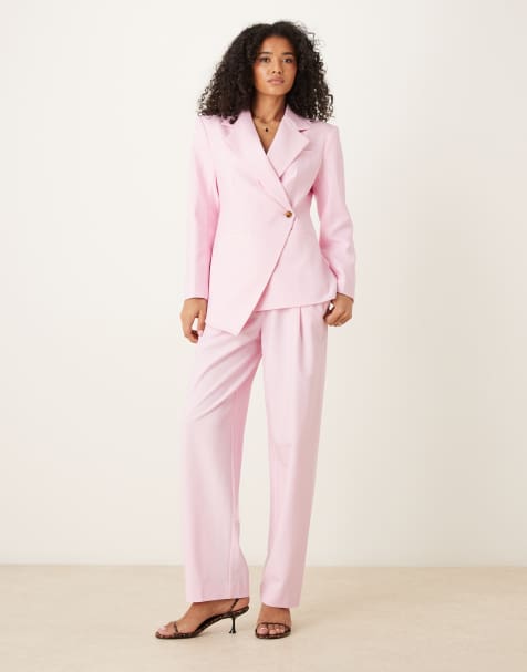 ASOS DESIGN tailored straight leg pants in pink (Part of a set) - view 1