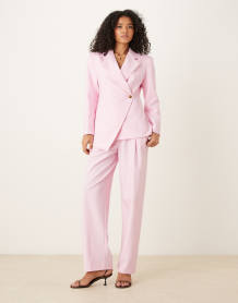 ASOS DESIGN tailored nipped waist blazer with cutaway hem in pink