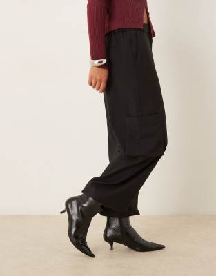 Asos Design Tailored Straight Leg Pants With Cuffs And Utility Pocket Detail In Black