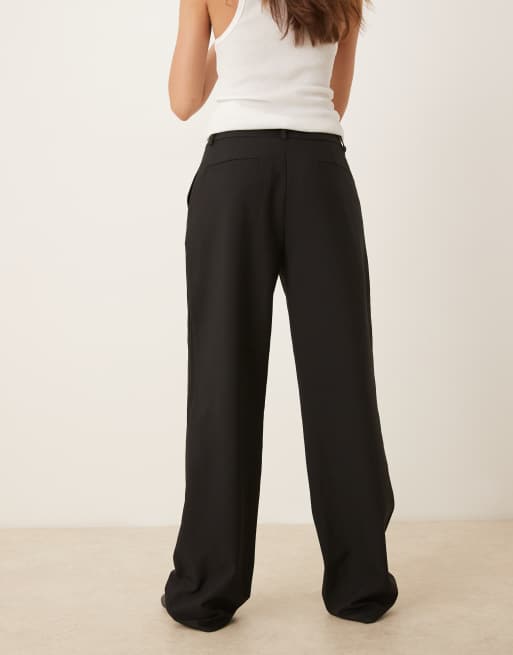 ASOS DESIGN tailored straight leg pants with faux leather belt in black, 5 of 5