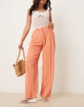 [ASOS DESIGN] ASOS DESIGN tailored straight leg pants with pleat detail in orange 12 Orange