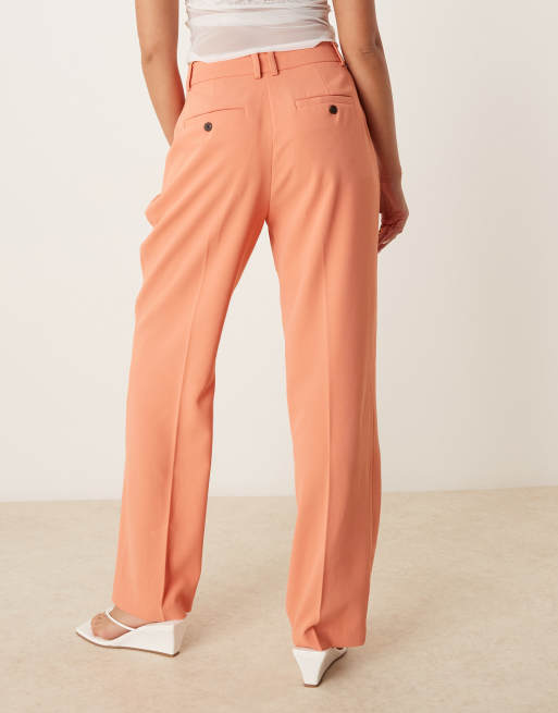 ASOS DESIGN tailored straight leg pants with pleat detail in orange, 5 of 5