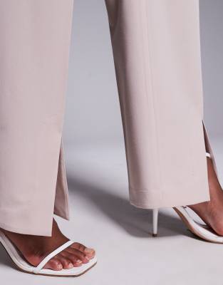 Asos Design Tailored Straight Leg Pants With Split Hem