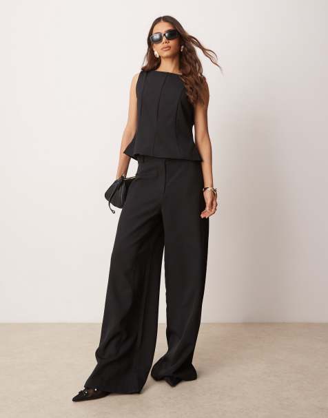 ASOS DESIGN tailored straight leg trouser co ord in black