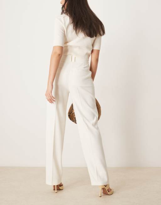ASOS DESIGN tailored straight leg trousers with gold button