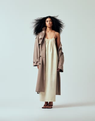 Asos Design Tailored Strappy Cocoon Maxi Dress In White
