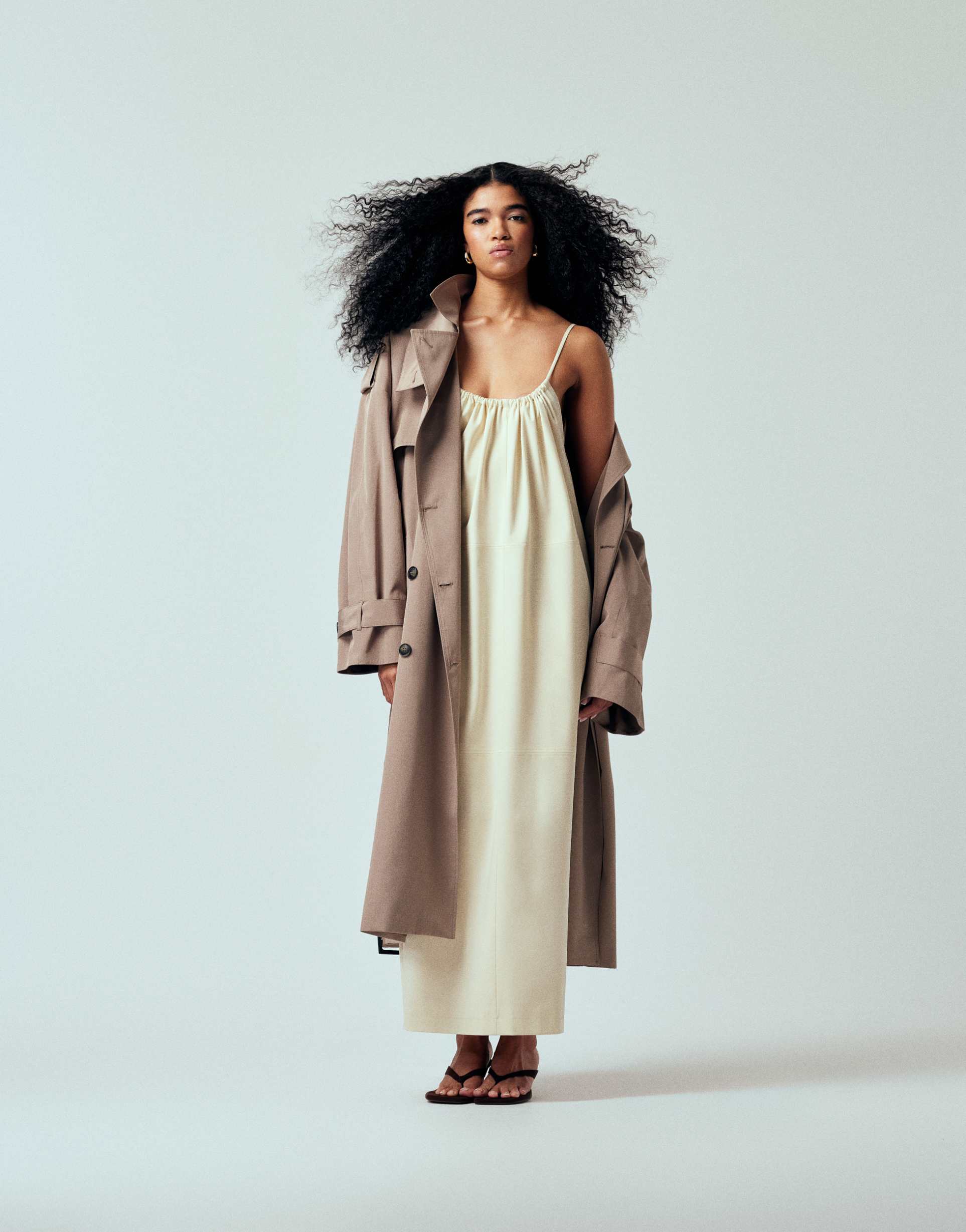 asos design tailored strappy cocoon maxi dress in ecru