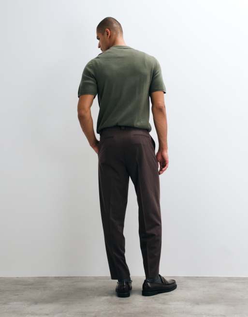 ASOS DESIGN tailored stretch oversized tapered pants in dark brown melange, 2 of 5