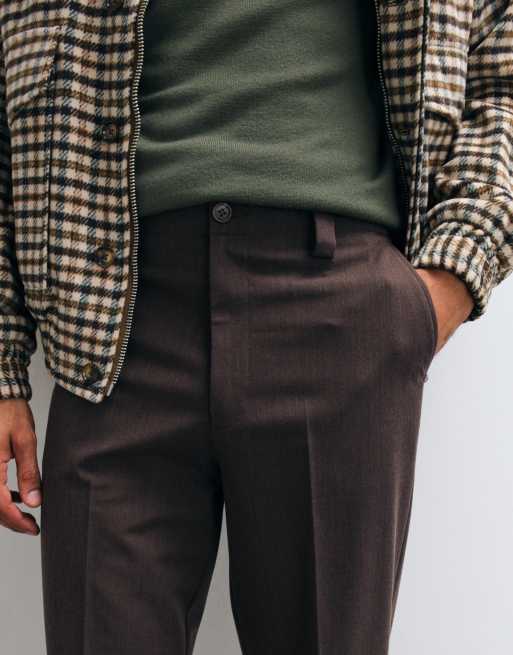 ASOS DESIGN tailored stretch oversized tapered pants in dark brown melange, 4 of 5