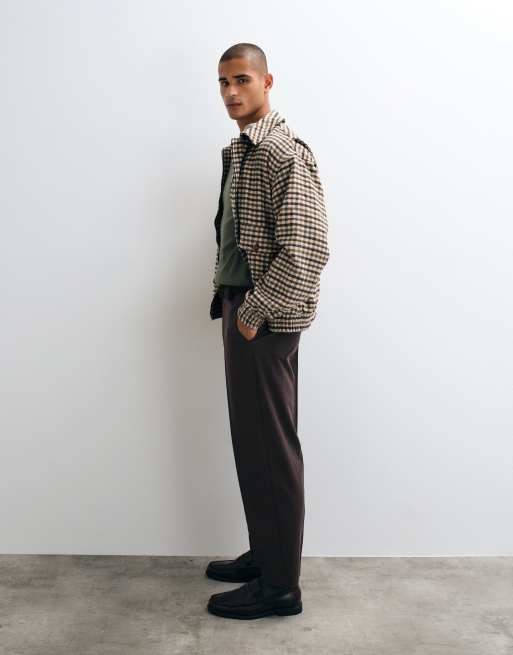 ASOS DESIGN tailored stretch oversized tapered pants in dark brown melange, 5 of 5