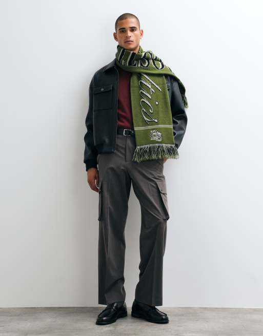 ASOS DESIGN tailored stretch wide leg cargo pants in charcoal melange, 5 of 5