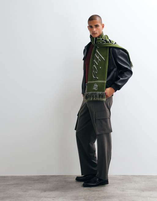 ASOS DESIGN tailored stretch wide leg cargo trousers in charcoal melange, 3 of 5