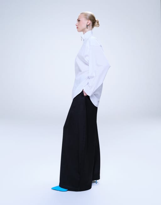 ASOS DESIGN tailored super wide trousers in charcoal , 2 of 5