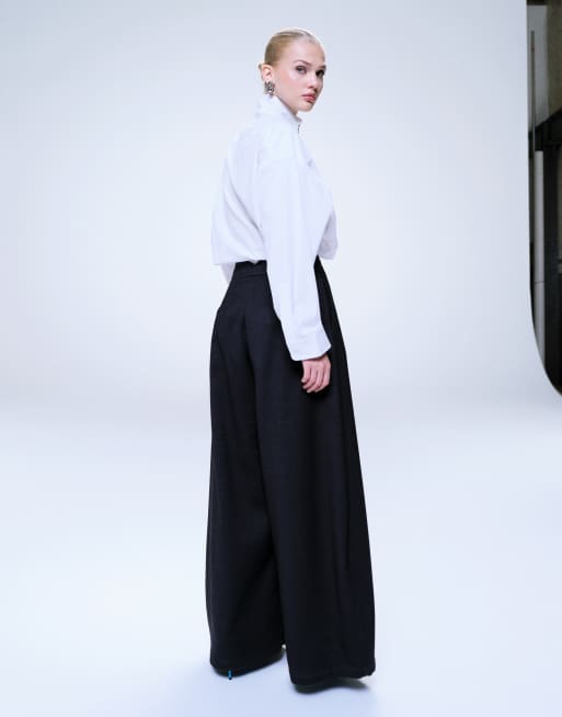 ASOS DESIGN tailored super wide trousers in charcoal , 4 of 5