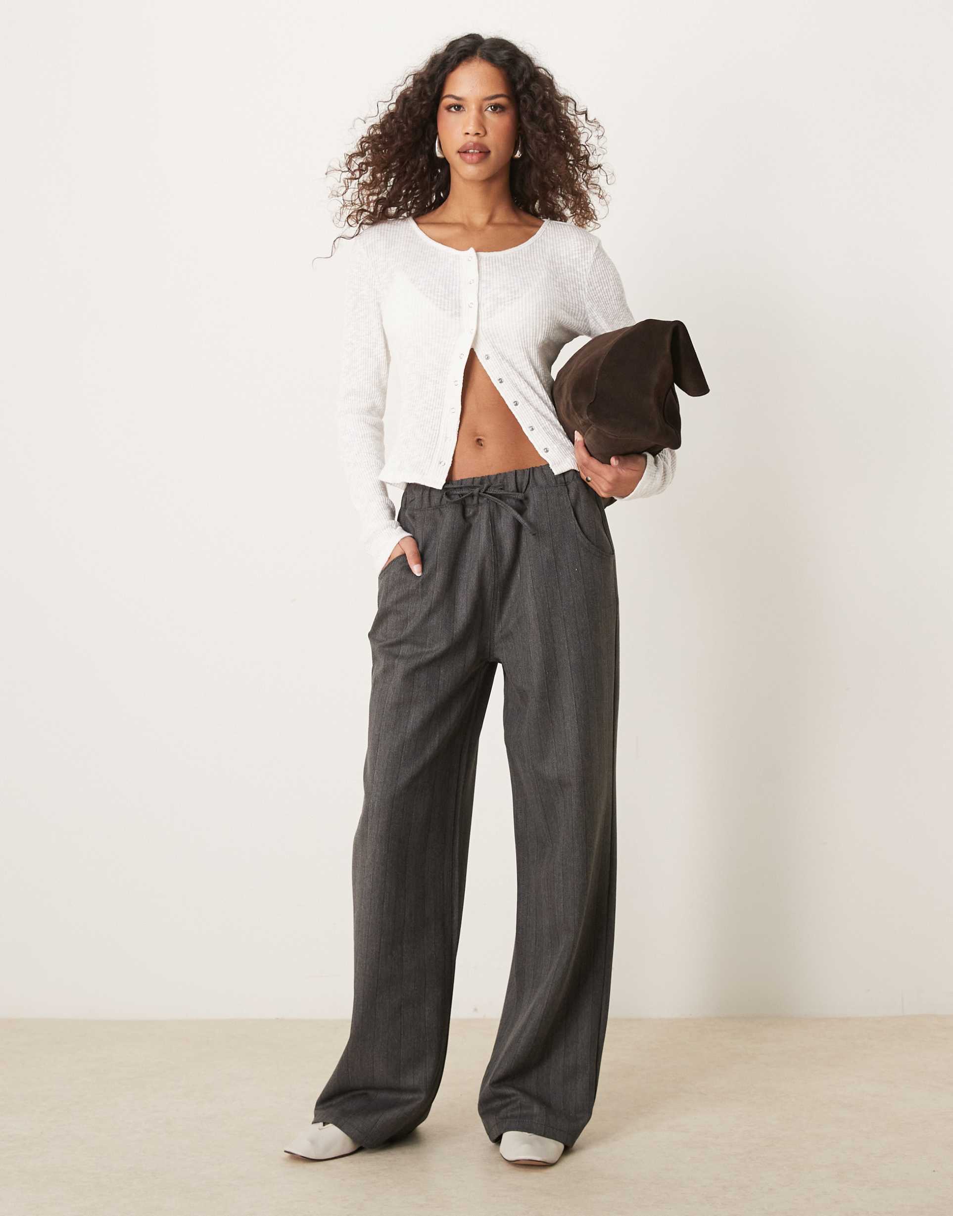 asos design tailored sweatpants with drawstring waist in gray