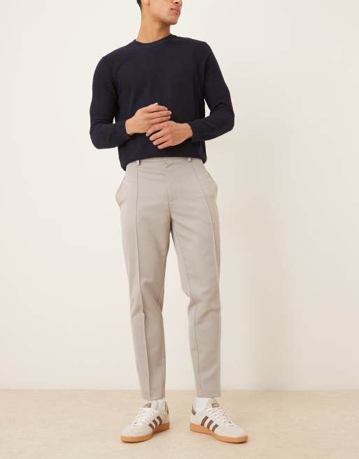 ASOS DESIGN tailored tapered pants in grey with pintuck, 2 of 5