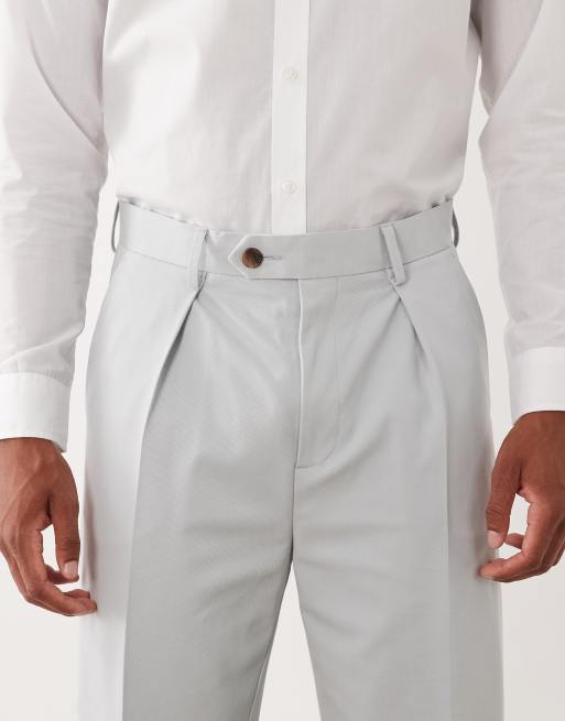 ASOS DESIGN tailored tapered pants in light blue twill with turnups, 4 of 5