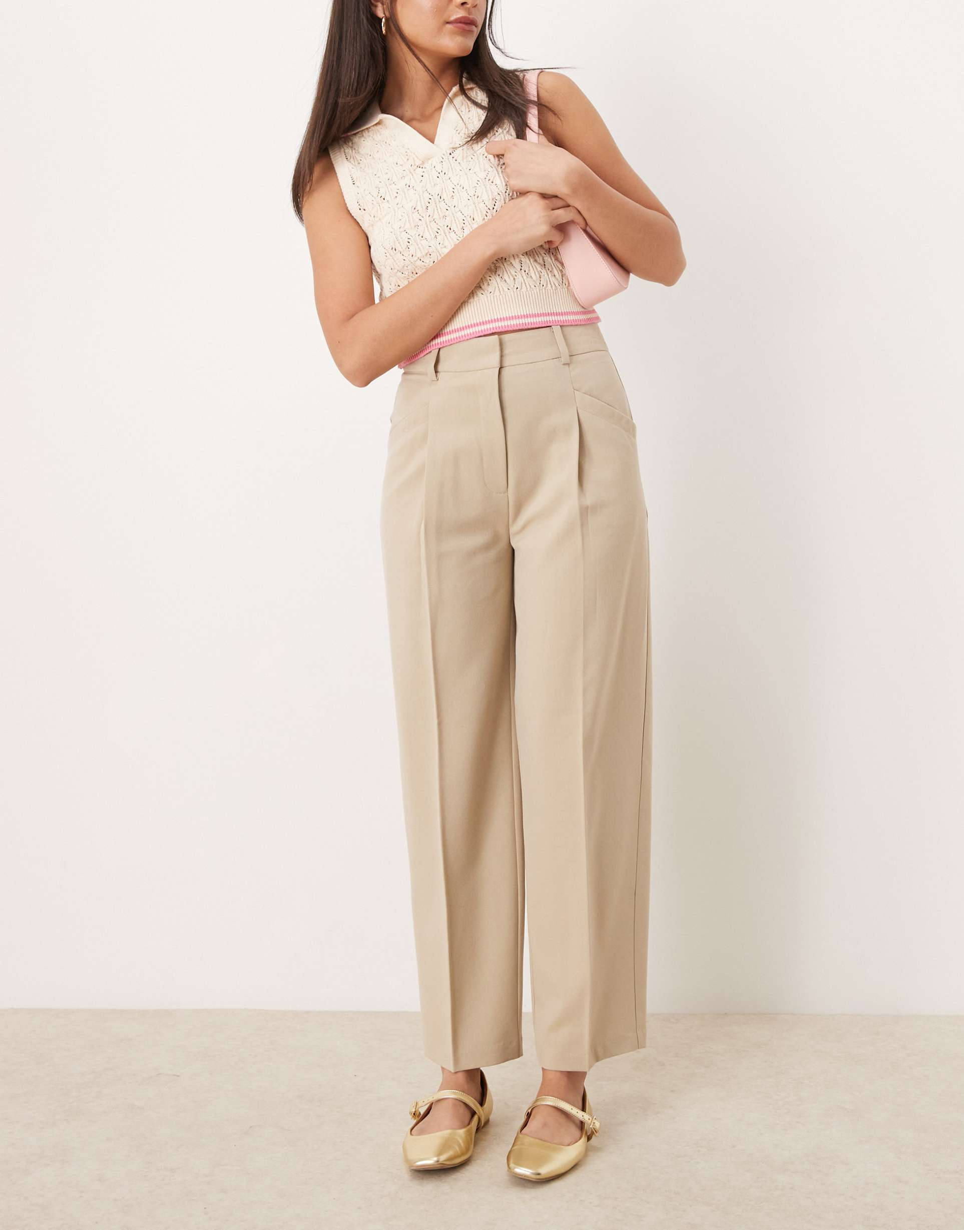 asos design tailored tapered pants in stone