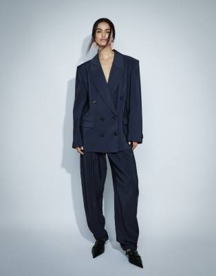 Asos Design Tailored Tapered Soft Suit Pants In Navy