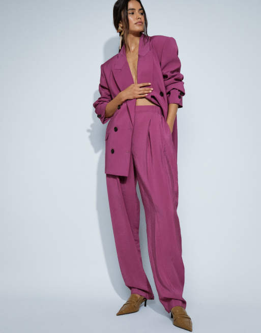 ASOS DESIGN tailored tapered soft suit pants in purple, 3 of 10
