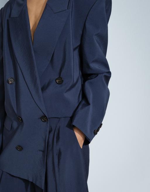 ASOS DESIGN Tailored tapered soft suit trouser in navy, 3 of 9