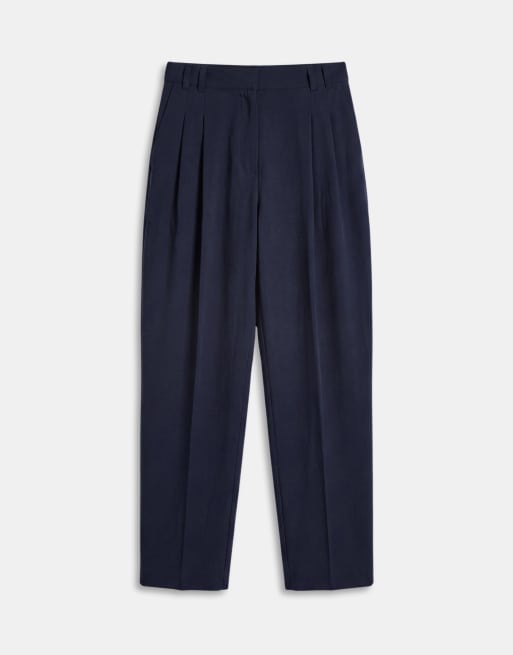 ASOS DESIGN Tailored tapered soft suit trouser in navy, 7 of 9