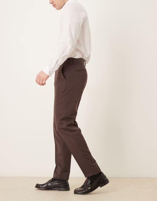 ASOS DESIGN tailored tapered trouser in brown, 3 of 5