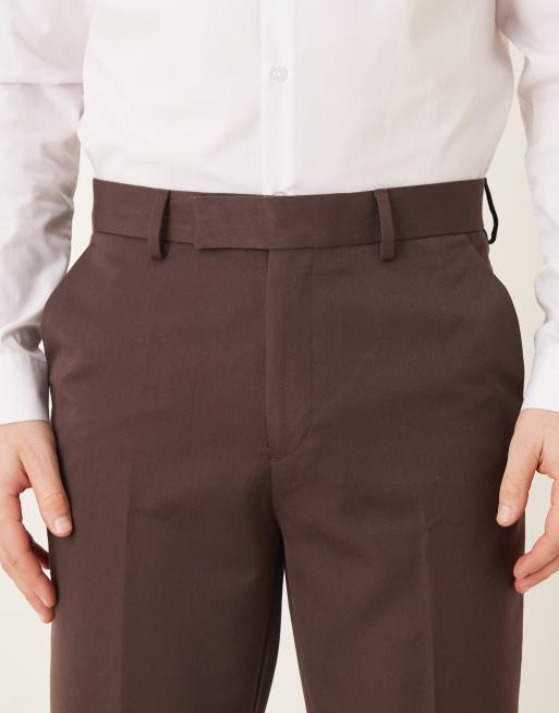 ASOS DESIGN tailored tapered trouser in brown, 4 of 5