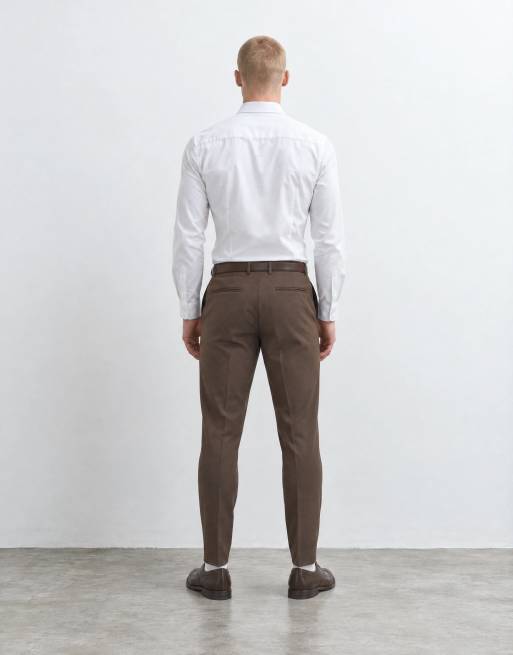 ASOS DESIGN tailored tapered trousers in brown, 10 of 10