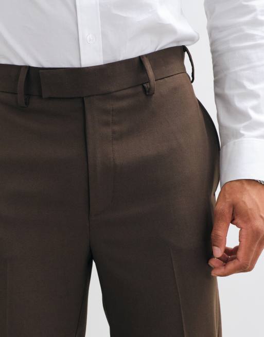 ASOS DESIGN tailored tapered trousers in brown, 3 of 10